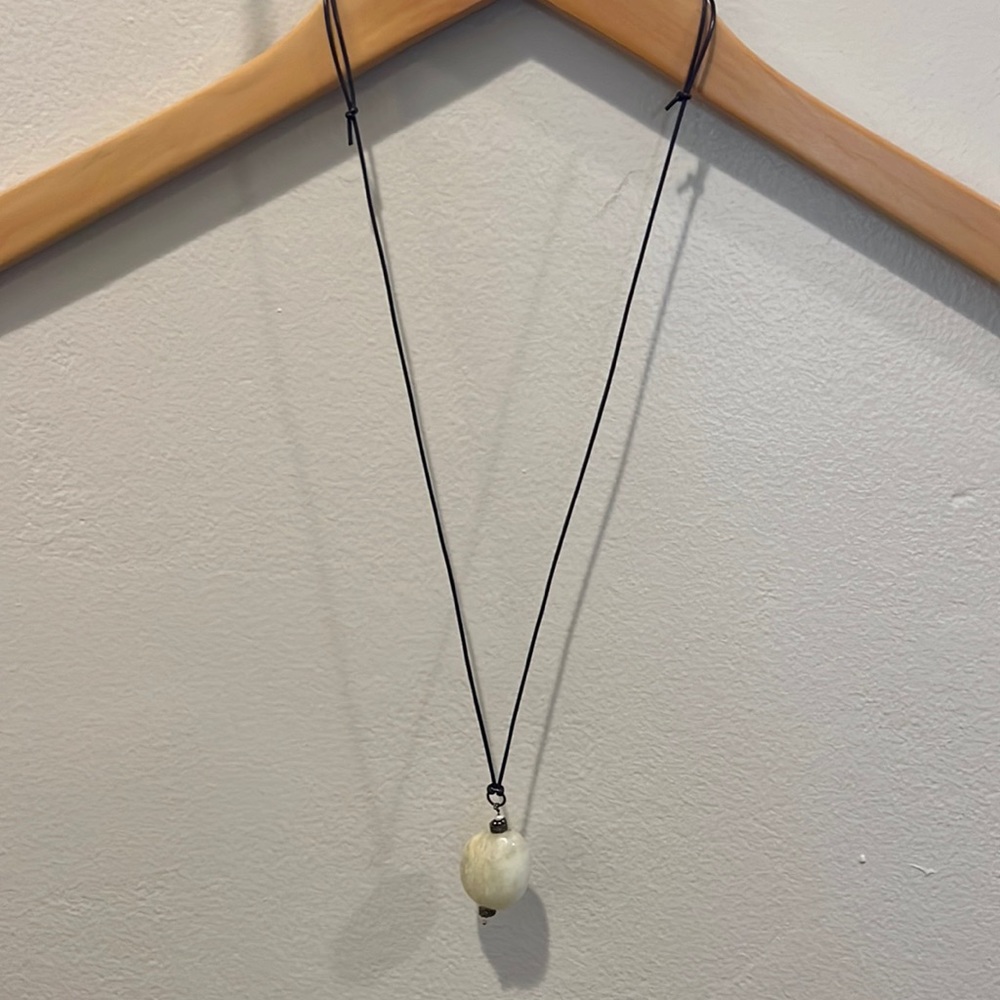 Gemstone and leather chord necklace